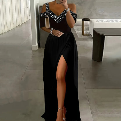 Women Elegant Halterneck Backless Long Dress