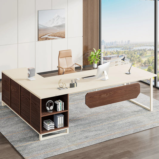 70.8-Inch Executive Desk Large L Shaped Computer Desk with Storage