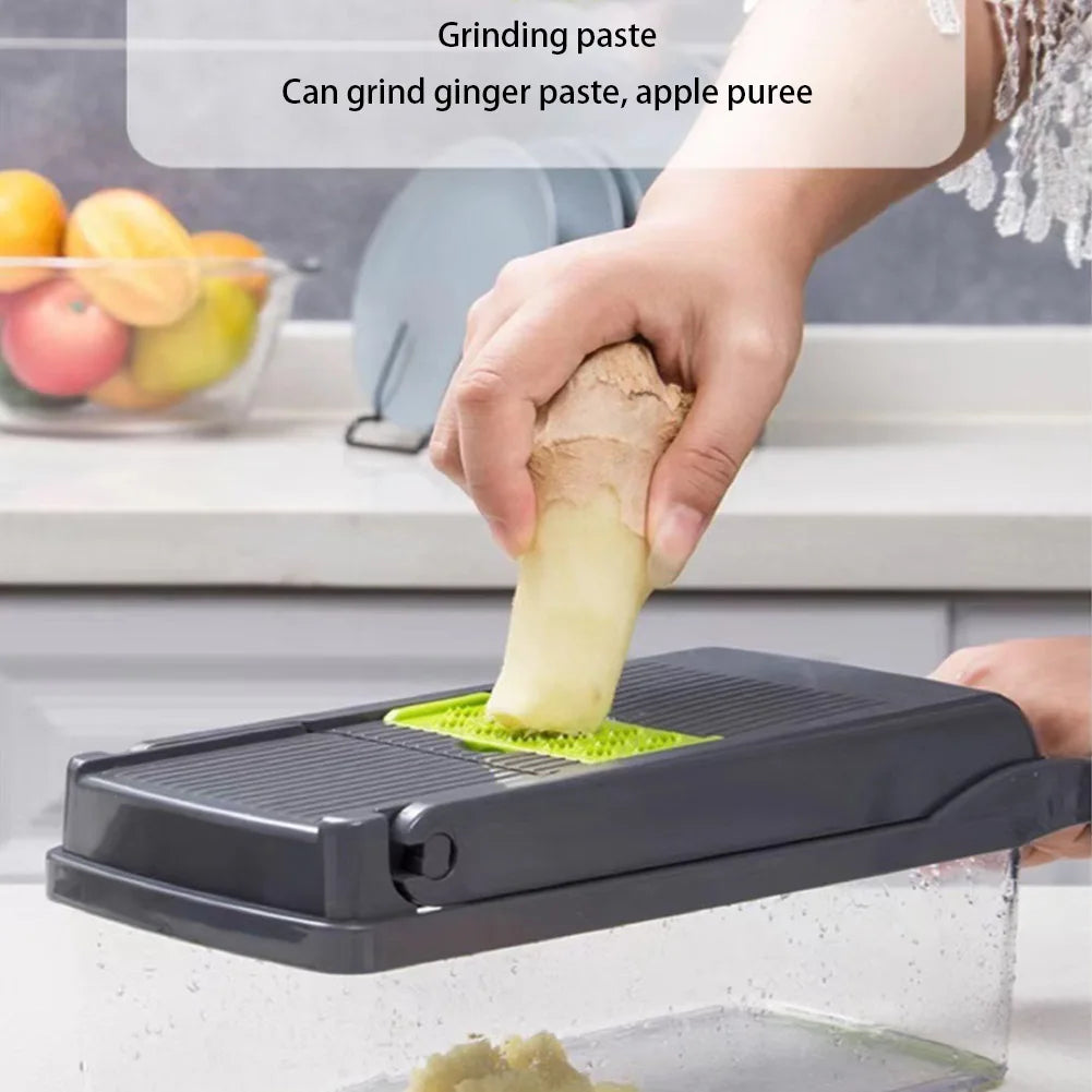 Vegetable Chopper Multifunctional Food Chopper 8 Blades Vegetable Cutter with Hand Guard & Container Food Slicer Kitchen Gadgets