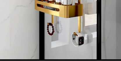Pull Gold Shower Room Frame Large Capacity Bathroom Double Layer Hanging Basket Without Perforated Wall Hanging Receive Hook