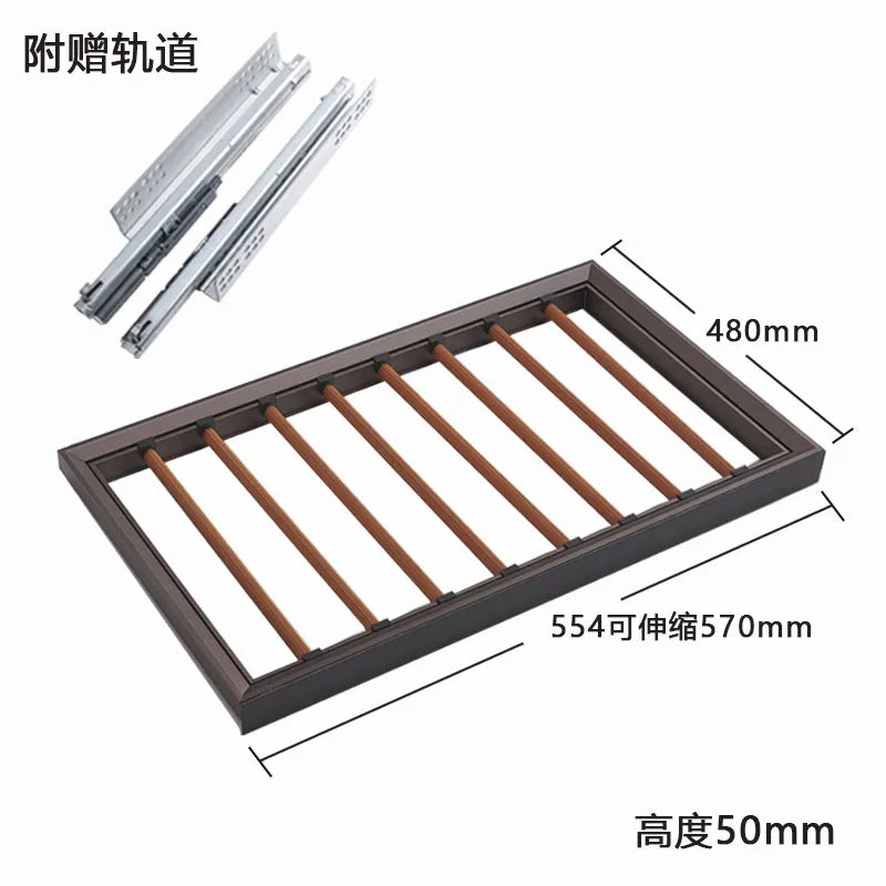 Wardrobe jewelry leather storage box grid cloakroom pull-out type built-in multi-functional telescopic pants rack pull basket ac