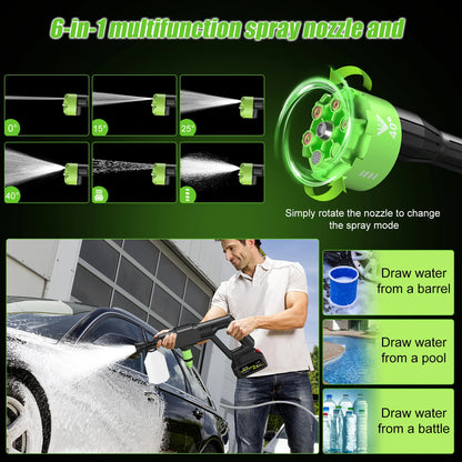 Brushless High Pressure Car Washer Gun 6 IN 1 Electric Garden Washing Water Wash Spray Gun Cordless Pressure Washer