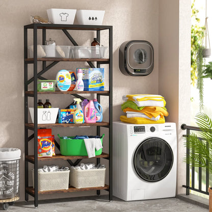 Bookshelf 71" Industrial Etagere Bookcase 5 Shelf Display Rack For Living Room