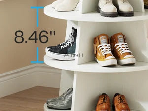 Rotating Shoe Rack, 7-Tier Revolving 24 Pairs Shoe Shelf Tower, Wood Space-Saving 360° Spinning Shoe Organizer
