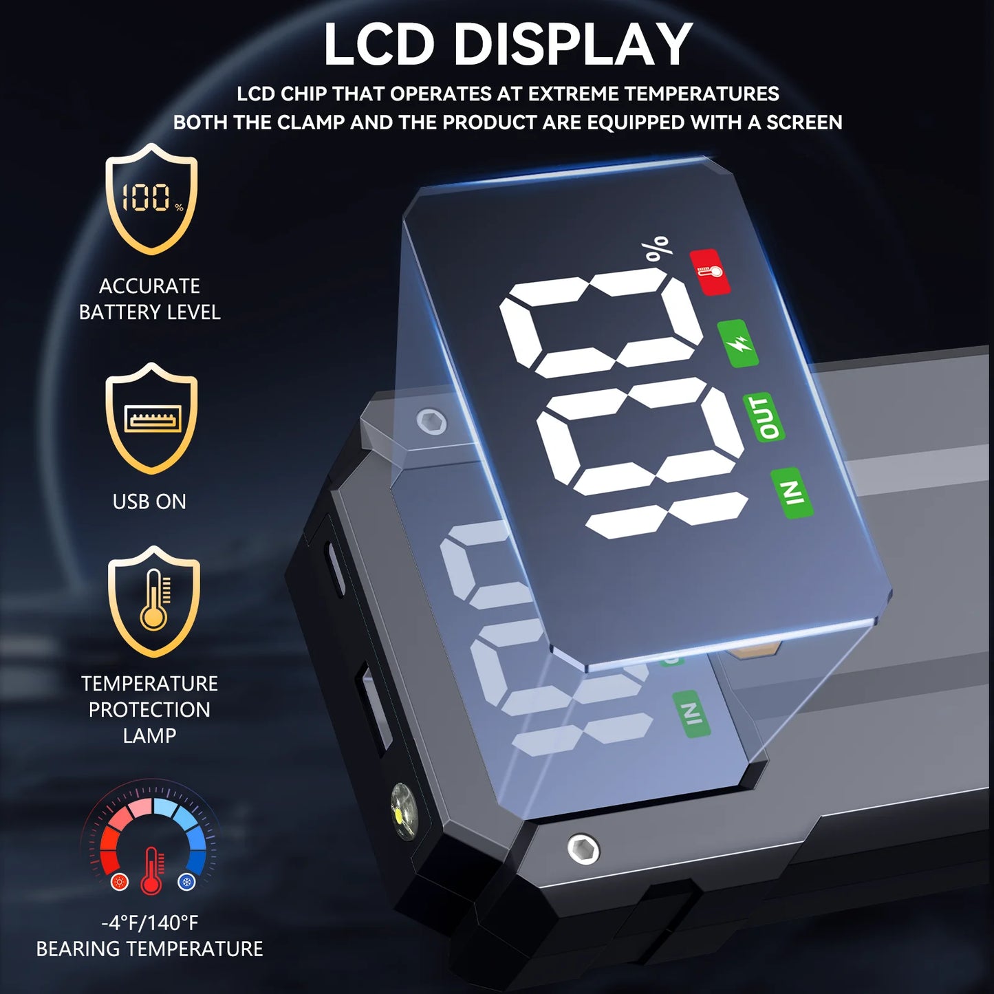 3-in-1 Car Jump Starter, 7000A Peak Lithium Starter Battery Pack, Safe 12V Portable Battery Starter Power Pack with LED Screen