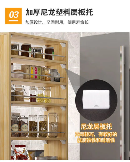 Crack storage rack, kitchen, refrigerator, gap shelf, narrow side cabinet, side pull large capacity and movable