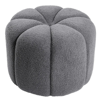 Round Shape Teddy Fabric Multifunctional Household Footstool