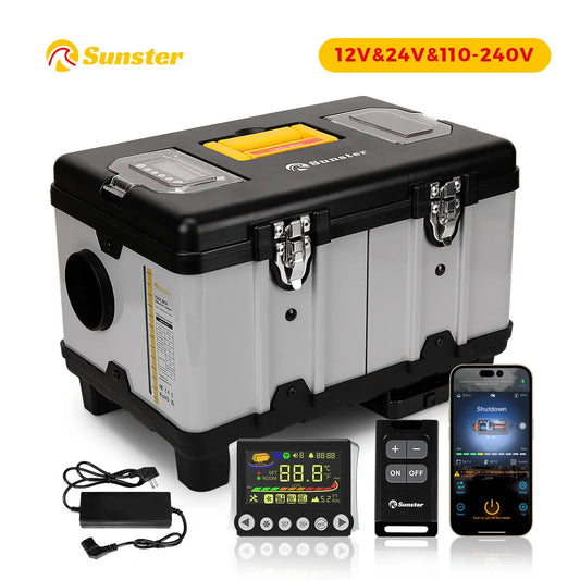 8KW 12V/24V/110-240V toolbox TB10 diesel air heater LCD & bluetooth with Altitude Mode parking heater for cars RV camper tent