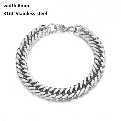 316L Stainless Steel Cuban Chain Bracelet for Men Women Figaro  Vintage Metal Viking Kpop Pulseras Emo Cute Luxury Jewelry Gift