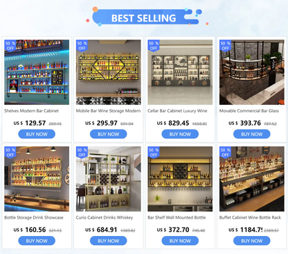 Drinks Bar Cabinet Portable Shelves Luxury Whiskey Iron Wine Rack Outdoor Home Open Cabinets Display Vitrinas Full Bar Furniture