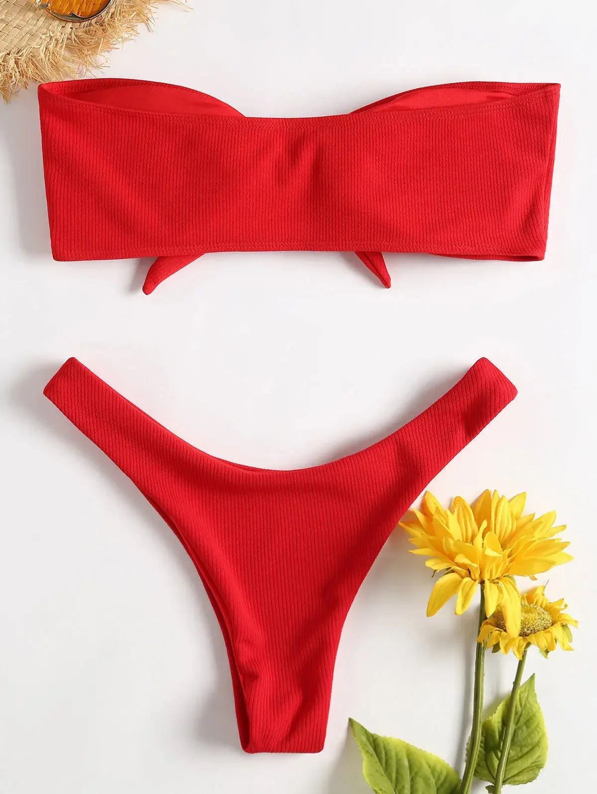 Women's Sexy Tube Top Bow Split Bikini