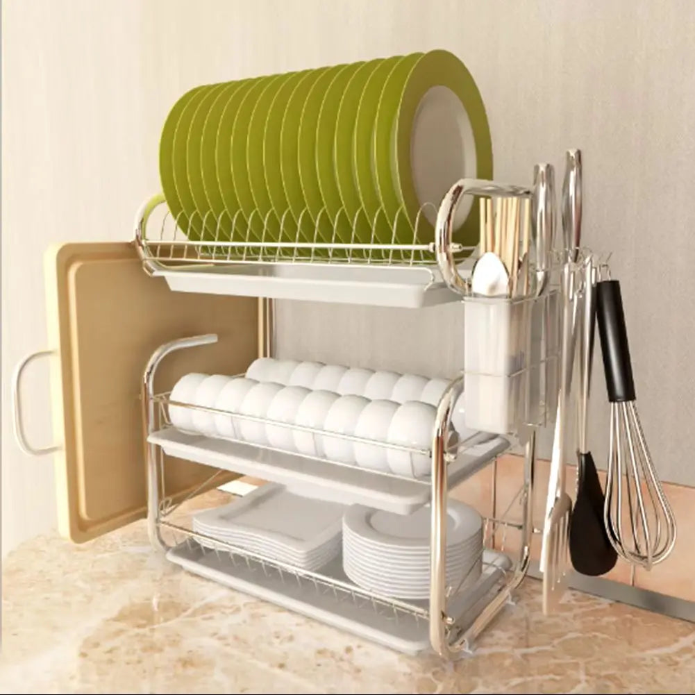3 Tier Kitchen Chrome Storage Rack with Sink Rack Drip Tray