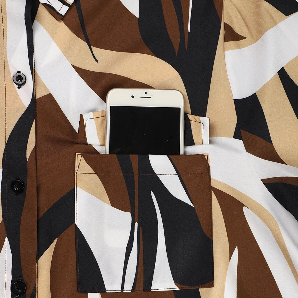 Modern Abstract Print Long-Sleeved Dress