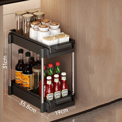 Pull Out Dish Rack Drawer Kitchen Sliding Dish Drainer Organizer Multi-Level Pull Out Storage Sink Cabinet