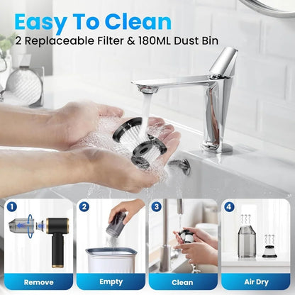 Wireless Car Vacuum Cleaner Handheld Vaccum Powerful Suction USB Rechargeable