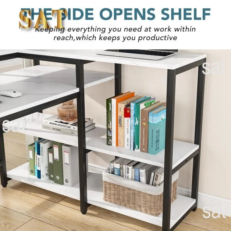 Computer Gaming Desk Reversible L Shaped Modern Wooden Office Desk