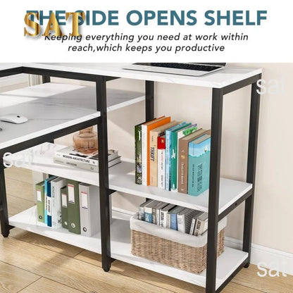 Computer Gaming Desk Reversible L Shaped Modern Wooden Office Desk