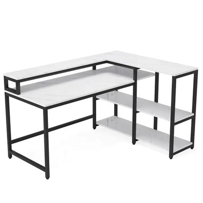 Computer Gaming Desk Reversible L Shaped Modern Wooden Office Desk