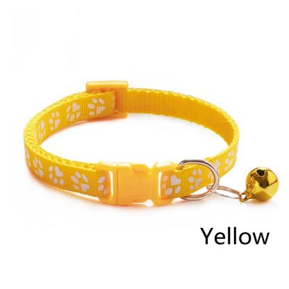 Pet Collar With Bell Cartoon Footprint Colorful for Dogs, Puppy, Cast. Adjustable Safety Bell Ring .