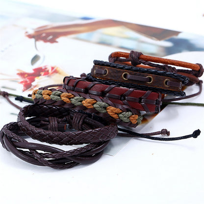 Pack of 4 Bracelets Leather Braided Bangle Hand Jewelry Party Fashion Stylish Casual Portable Personalized Gift Wristband