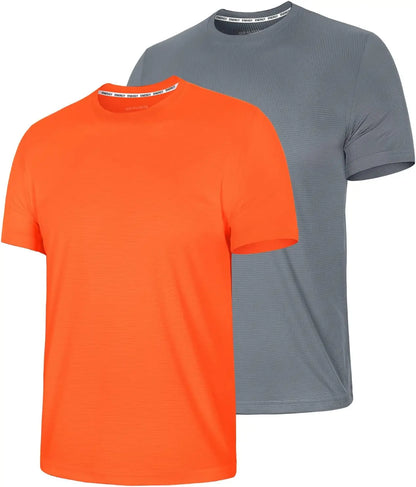 Zengjo Athletic Shirts for Men,Quick Dry Mens Workout Running Shirts Short Sleeve Lightweight Gym Permance T Shirt 2 Pack