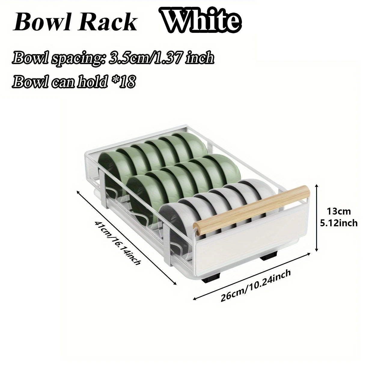 KIXOT Pull Out Organizer, Pull-out Dish Rack With Wooden Handle And Drain Tray, Multifunctional Single Layer Dish Drying Rack
