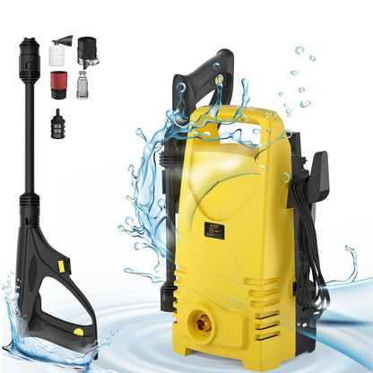 BRIEFNESS Car Wash Gun Electric High Pressure Washer Cleaning Cars with 1-180° Adjustable Nozzle and Detergent Tank