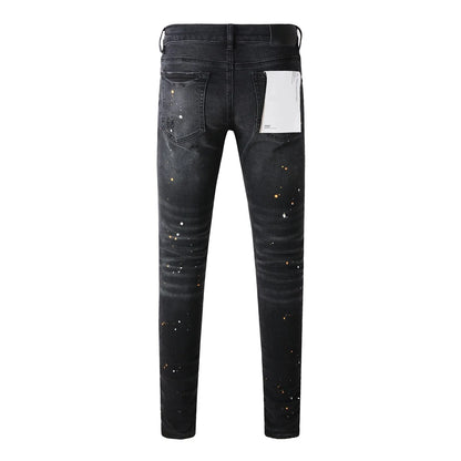 Brand Jeans American High Street Paint Hole Black