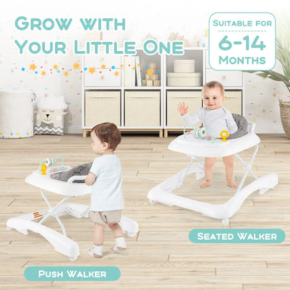 ERGOMASTER Foldable Baby Walker 2-in-1 Baby walker & Push Walker Combo-Grey