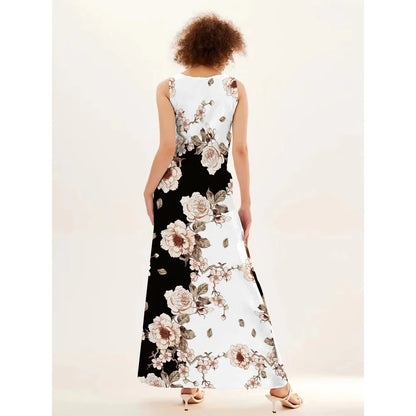 Flower Print New Casual Sleeveless Long Dress