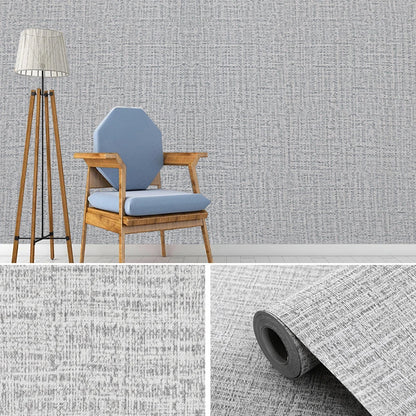 Grey Linen Textured PVC Self-adhesive Wallpaper, Waterproof and Moisture-resistant, 1000cm L x 45cm W
