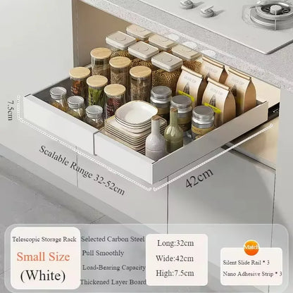 Pull Out Kitchen  Storage Rack Cabinet Organizer Expandable Heavy Duty Slide Out Drawers  for Kitchen,Bathroom,Pantry Organizer