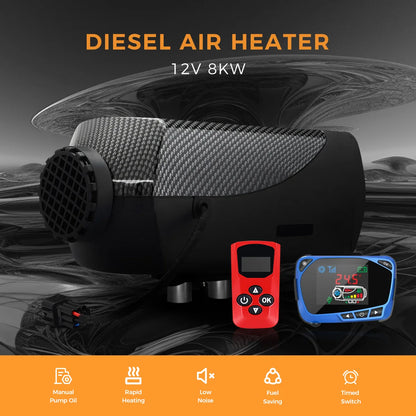 Diesel Air Heater 8KW 12V 24V Car Heater with Remote Control and LCD Thermostat Monitor for Cars Trucks RVs Boats Buses