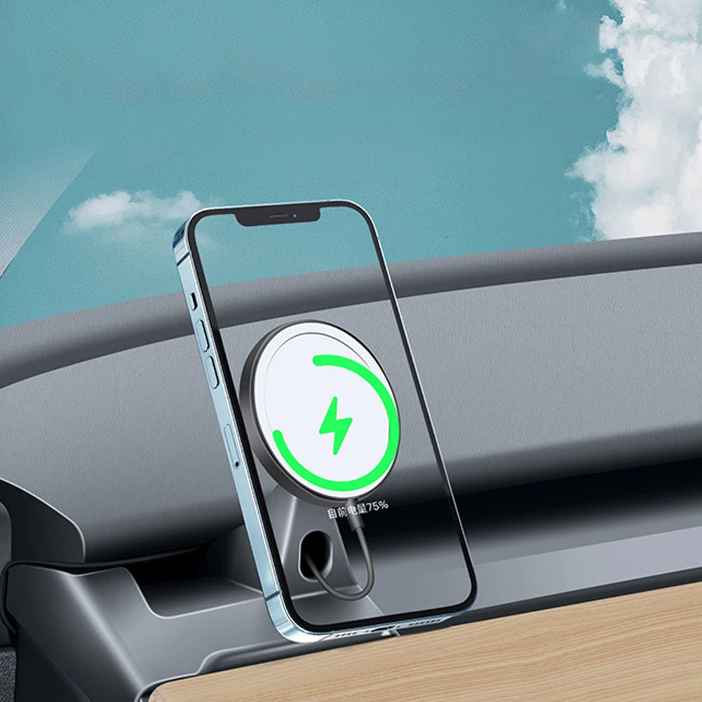 Magnetic Phone Holder Car Mount Stand with Base for MagSafe Mobile Phone Bracket Phone Navigation Support for Tesla Model 3 Y