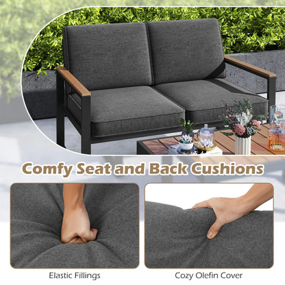 GOFLAME 2 Piece Patio Aluminum Furniture Set Outdoor Conversation Set-Gray