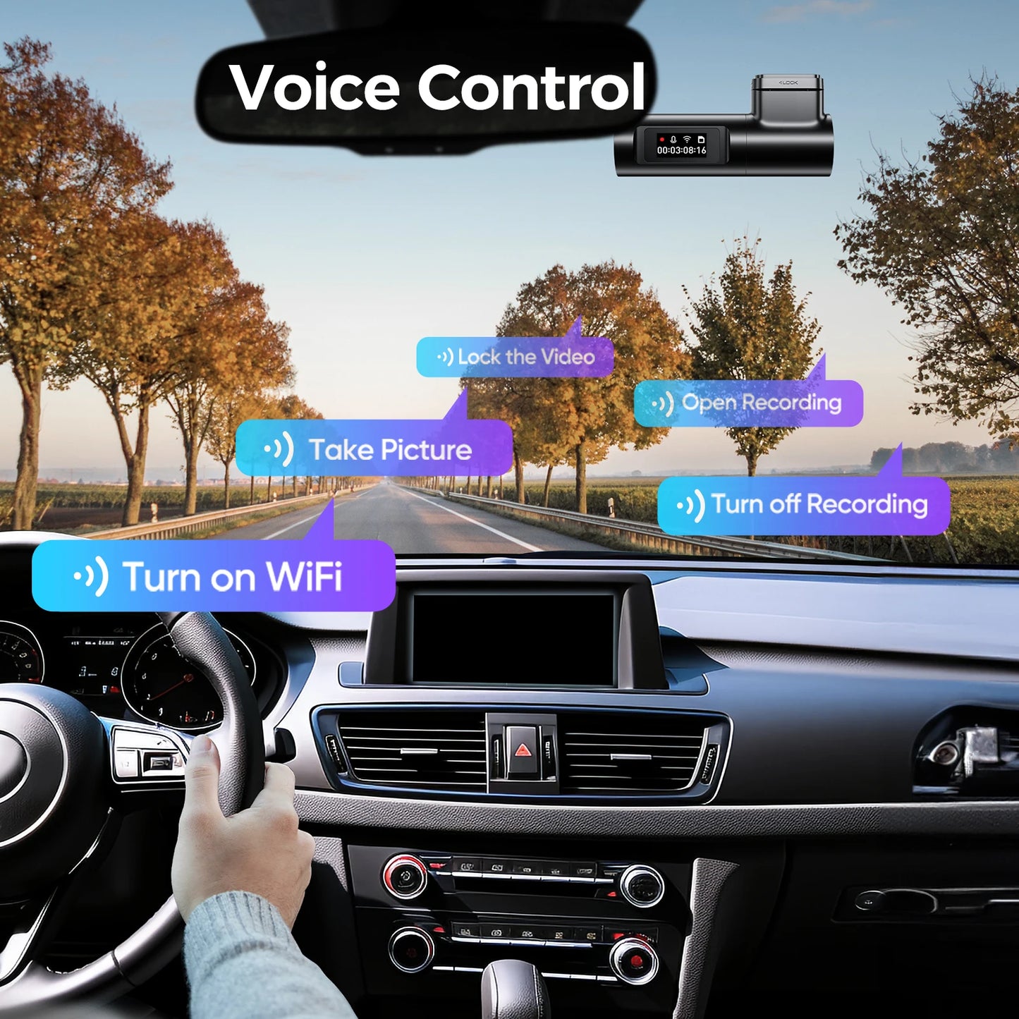 LINGDU D500 Dash Cam Ultra HD 4K Built-in 5GHz WI-FI GPS English Voice Control Dash Car Camera 24H Loop Recording D500 Car DVR