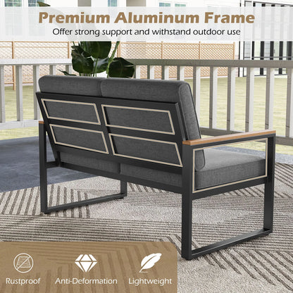 GOFLAME 2 Piece Patio Aluminum Furniture Set Outdoor Conversation Set-Gray