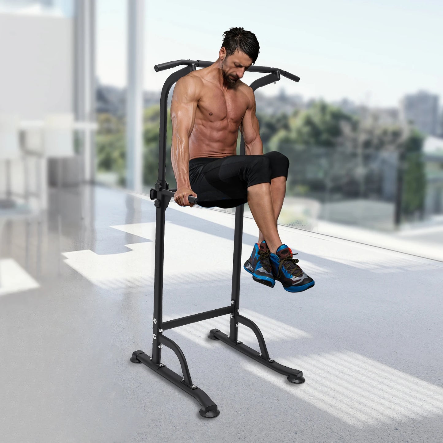 Power Tower Pull Up Bar Station Workout Dip Station for Home Gym Strength Training Fitness Equipment