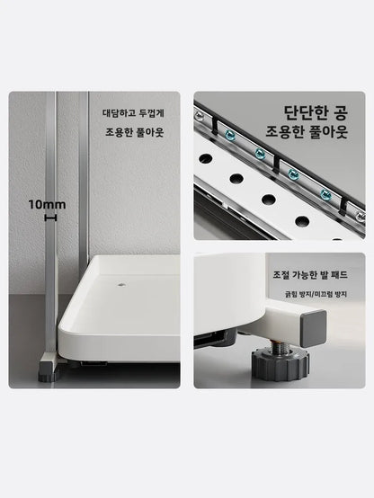 Stainless Steel Pull out Kitchen Countertop Storage Rack Multi Functional Microwave Oven Rice Cooker Oven Organizer Shelf