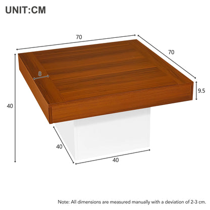 70W *70D*40H cm Coffee Table - Square Wooden Center Table, LED Lights, APP Control, Easy to Clean