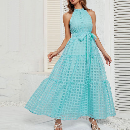 Elegant Sleeveless Halter Neck Maxi Dress
