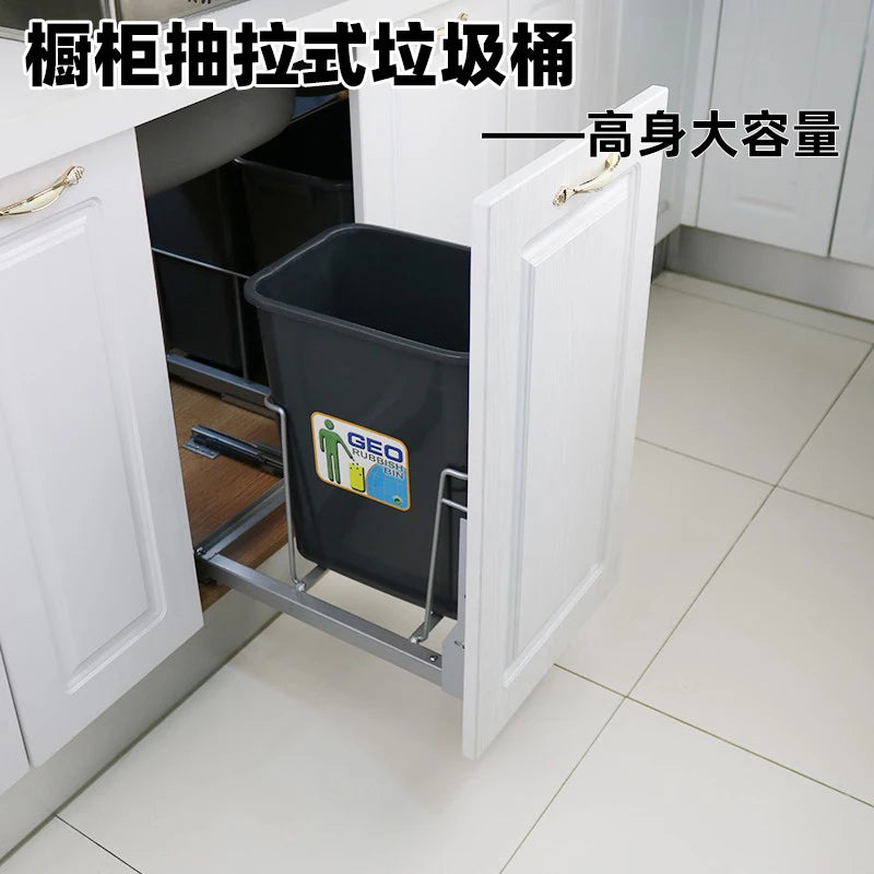 Kitchen High Body Pull Embedded Hidden Kitchen Waste Bin Cabinet Pull Basket Dry and Wet Separation Large Home with Door