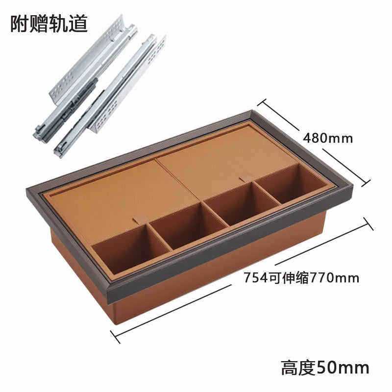 Wardrobe jewelry leather storage box grid cloakroom pull-out type built-in multi-functional telescopic pants rack pull basket ac