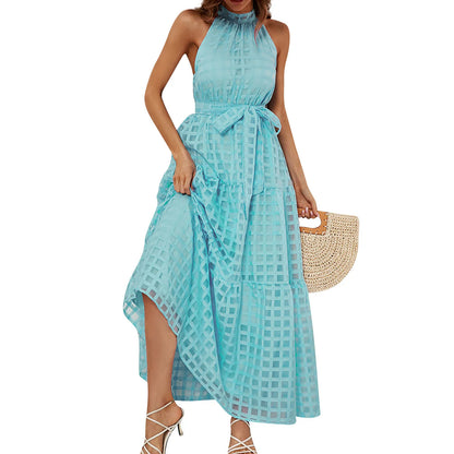 Elegant Sleeveless Halter Neck Maxi Dress