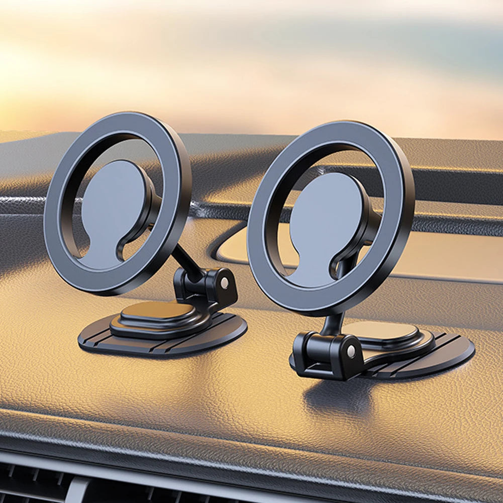 Magnetic Strong Phone Mount Aluminum Alloy Foldable Vehicles Mobile Support Magnet Smartphone Support for iPhone 15 14 13 ProMax