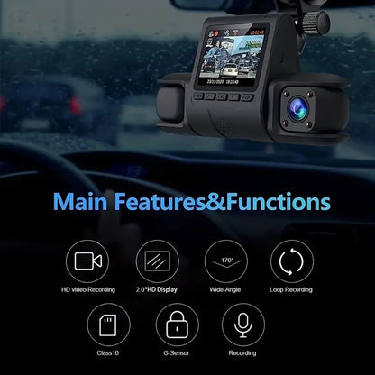 3 Lens Car DVR Dash Cam HD 1080P Dash Camera G-Sensor Auto Video Recorder 24H Parking Monitoring Dashcam Car Front Rear Camera