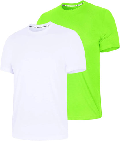 Zengjo Athletic Shirts for Men,Quick Dry Mens Workout Running Shirts Short Sleeve Lightweight Gym Permance T Shirt 2 Pack