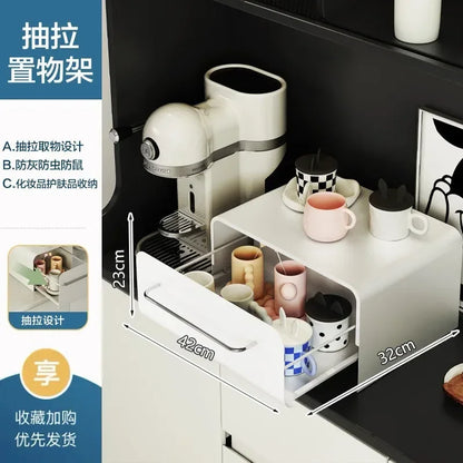 Recommend Cream Wind Dust Mug Storage Shelves Pull Metal Dust Cup Holder Home Kitchen Desktop Coffee Capsule Storage Drawer
