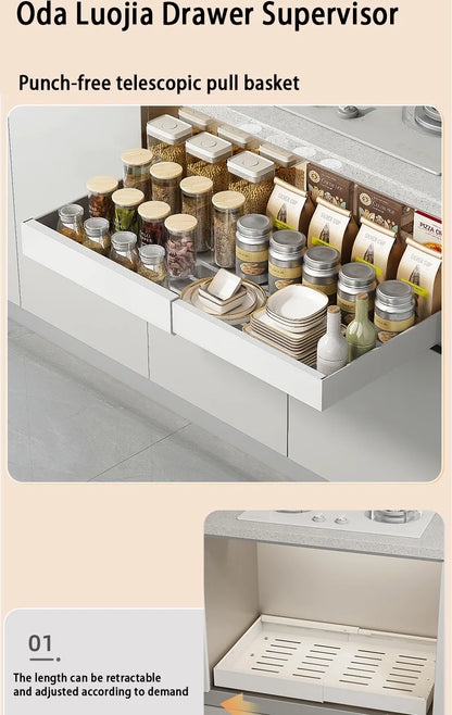 Expandable Pull Out Cabinet Organizer Metal Stick Slide Out  Drawers Storage Kitchen Adjustable Sliding Roll Out Cabinet Shelves