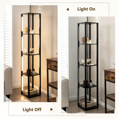 GOFLAME Floor Lamp with Shelves Tall standing Light